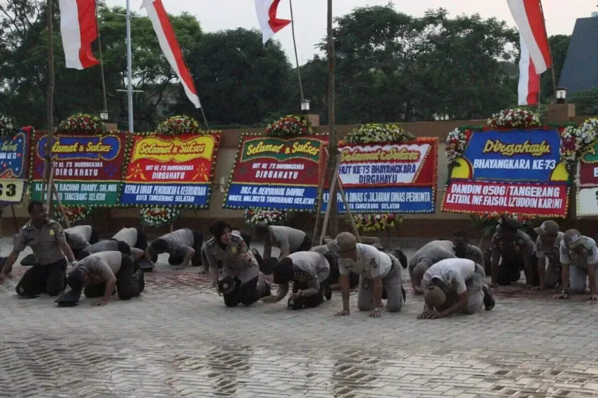 Hari Yang Istimewa HUT Bhayangkara ke 73, 70 Perwira Polri Polres Tangsel Naik Pangkat dan 15 Purna Bakti