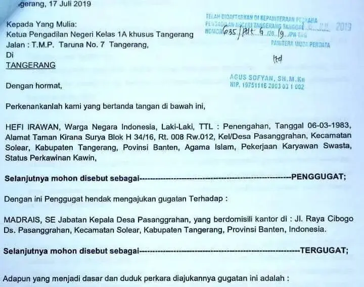 Pasca di gerudug warga  LSM UMI Gugat Kades pesangerahan Ke Pengadilan