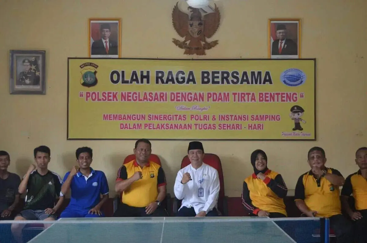 Jalin Sinergitas,Polsek Neglasari dan PDAM Tirta Benteng Gelar Olahraga Bersama