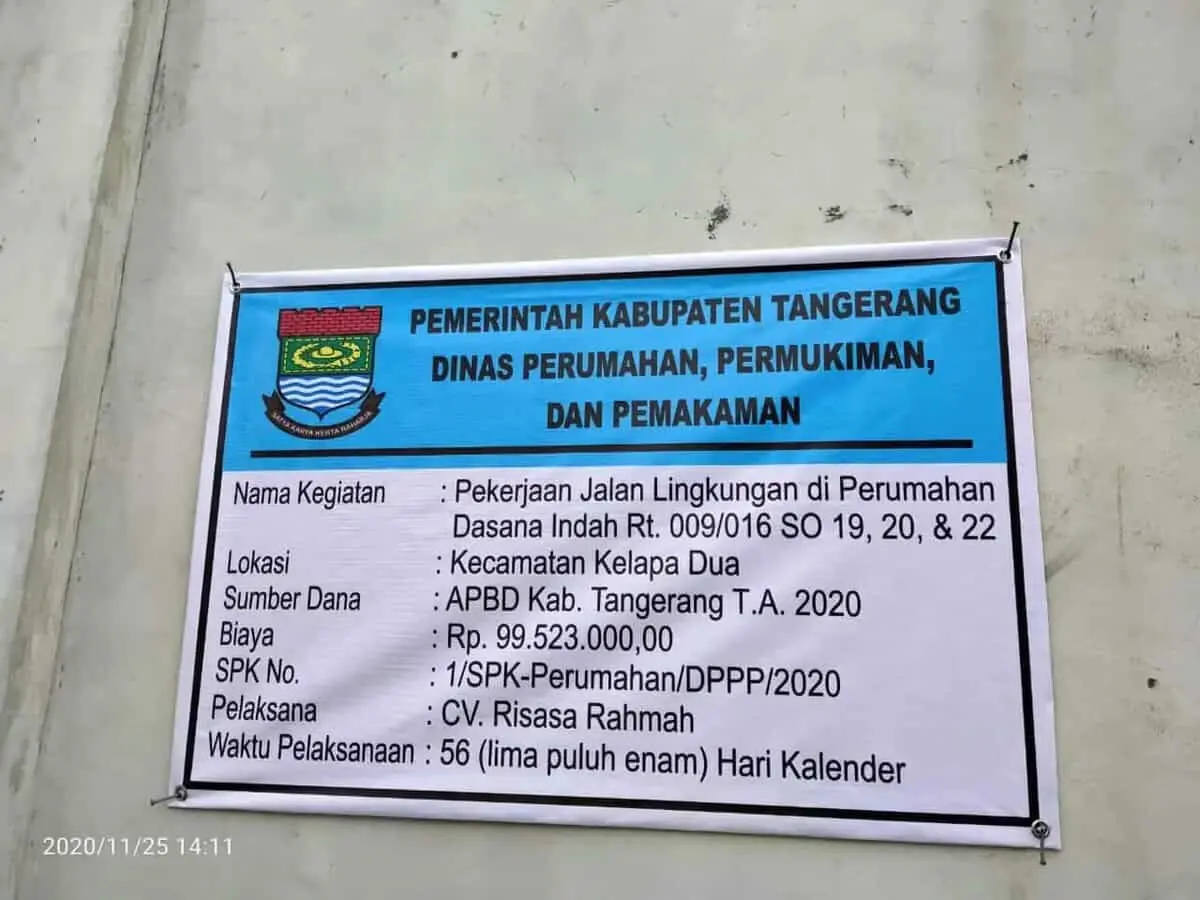 Proyek Peningkatan Jalan Betonisasi di Dasana Indah Diduga Tak Sesuai Spekulasi