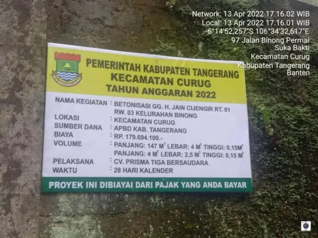 Terkait Proyek Betonisasi di Jalan Gang H. Jain Cijengir, Camat Curug Enggan Berkomentar Terkait Proyek Betonisasi di Jalan Gang H. Jain Cijengir, Camat Curug Enggan Berkomentar