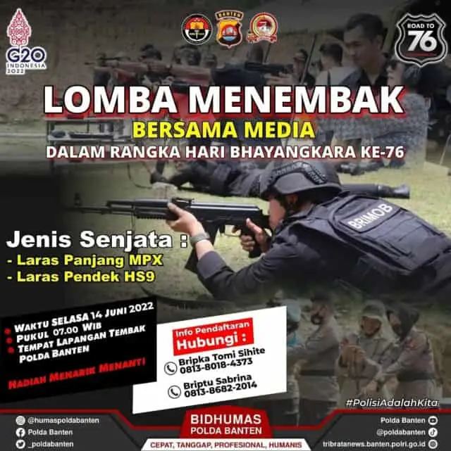 Sambut Hari Bhayangkara Ke-76, Polda Banten Akan Menggelar Lomba Menembak Bersama Media