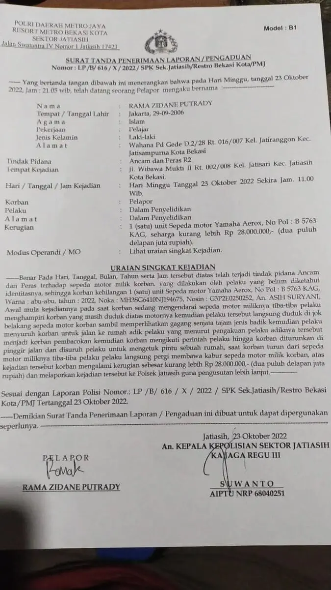 Sering Terjadi Perampasan Motor dengan Kekerasan, Warga Jati Asih Bekasi Resah Sering Terjadi Perampasan Motor dengan Kekerasan, Warga Jati Asih Bekasi Resah