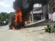 Mobil Innova Hangus Terbakar Di Nagan Raya