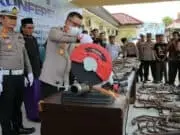 Ratusan Knalpot Brong Hasil Operasi Sat Lantas Polres Kebumen Dimusnahkan
