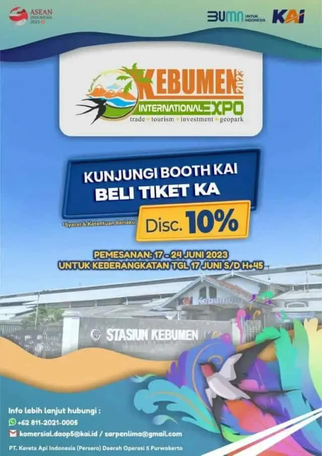 Kabar Gembira, KAI Daop 5 Purwokerto Beri Discount Tarif 10 Persen di Event Kebumen International Expo Kabar Gembira, KAI Daop 5 Purwokerto Beri Discount Tarif 10 Persen di Event Kebumen International Expo