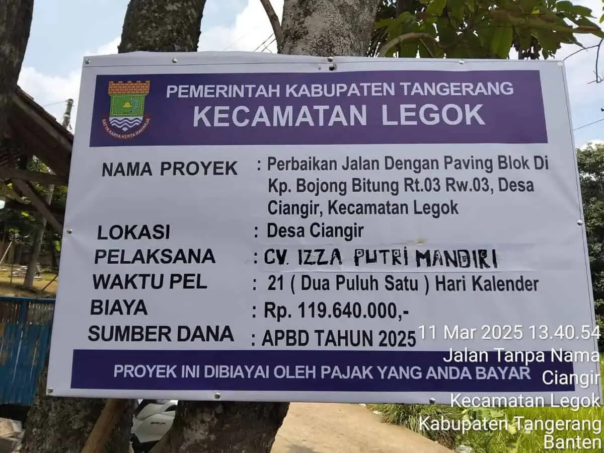 Minimnya Pengawasan, Kegiatan Perbaikan Jalan Paving Blok di RT 03/03 Desa Ciangir Diduga Tidak Sesuai Spek Minimnya Pengawasan, Kegiatan Perbaikan Jalan Paving Blok di RT 03/03 Desa Ciangir Diduga Tidak Sesuai Spek