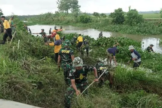 Kodim 0708 Purworejo Gelar Karya Bakti Bersihkan Enceng Gondok di Sungai Lereng Kodim 0708 Purworejo Gelar Karya Bakti Bersihkan Enceng Gondok di Sungai Lereng