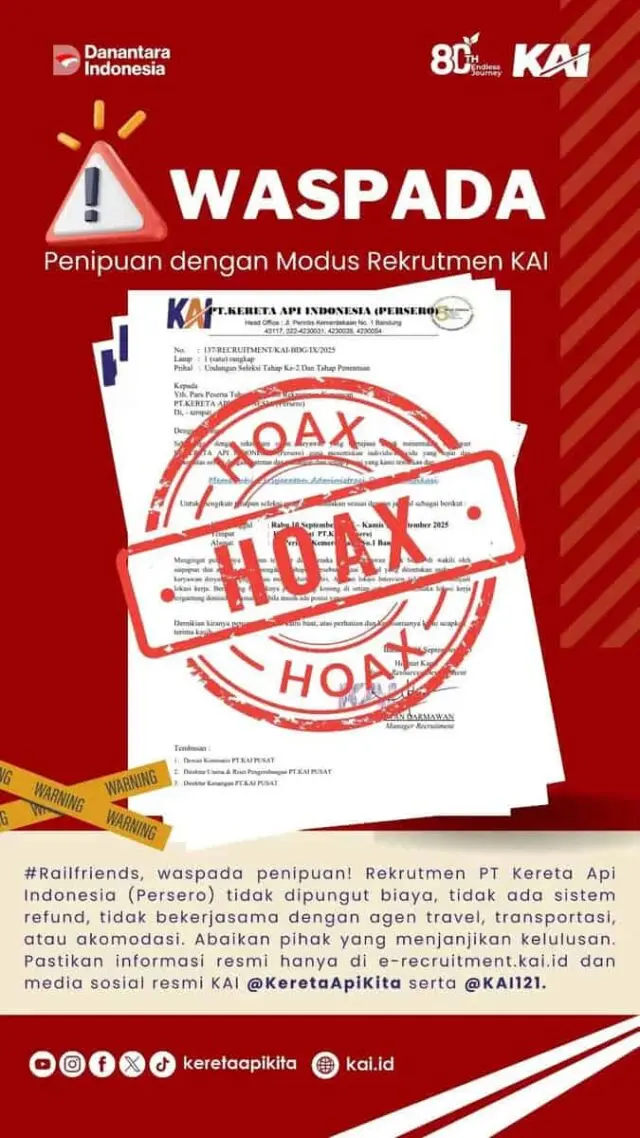 KAI Daop 5 Purwokerto Imbau Waspada Penipuan Rekrutmen