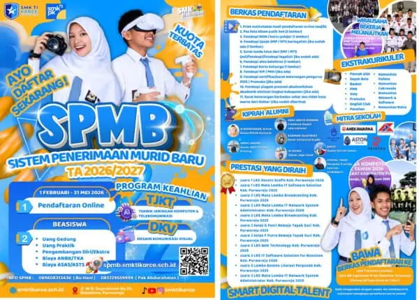 SMK TI Karce Purworejo Buka SPMB 2026/2027, Sediakan Beasiswa dan Kuota Terbatas SMK TI Karce Purworejo Buka SPMB 2026/2027, Sediakan Beasiswa dan Kuota Terbatas