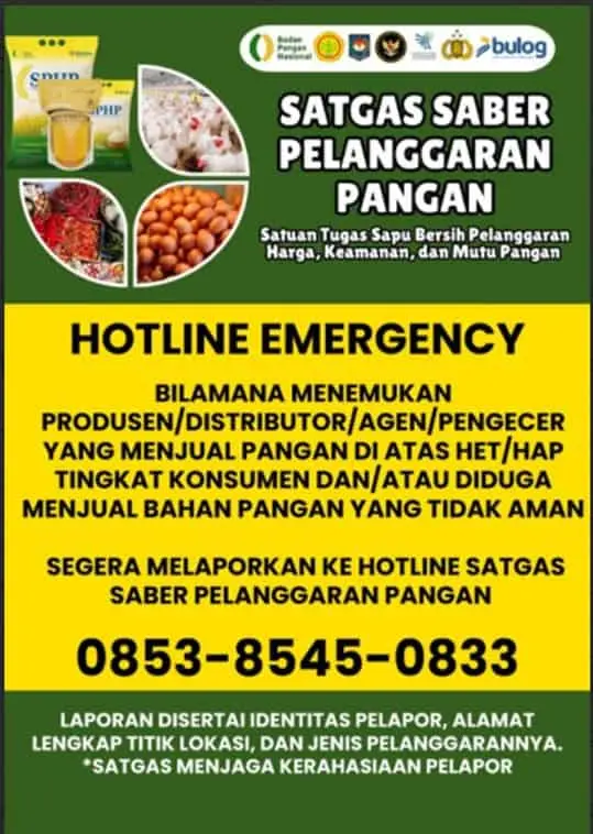 Satgas Saber Aktifkan Hotline Aduan Jelang HBKN 2026, Catat Nomernya Disini? Satgas Saber Aktifkan Hotline Aduan Jelang HBKN 2026, Catat Nomernya Disini?