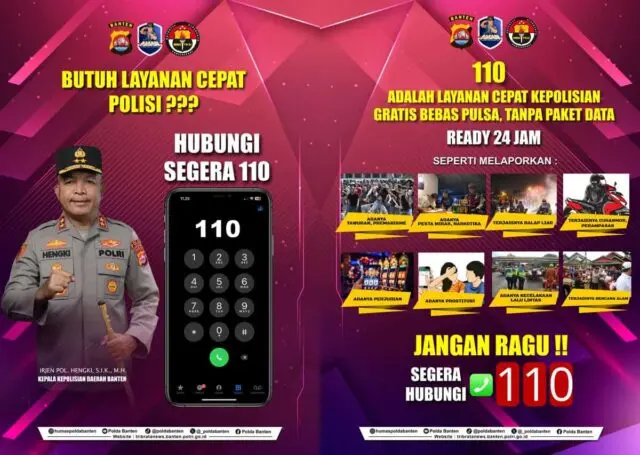 Polda Banten Ajak Masyarakat Manfaatkan Layanan Call Center 110 dan Super App Polri untuk Pelaporan Mudah dan Cepat Polda Banten Ajak Masyarakat Manfaatkan Layanan Call Center 110 dan Super App Polri untuk Pelaporan Mudah dan Cepat