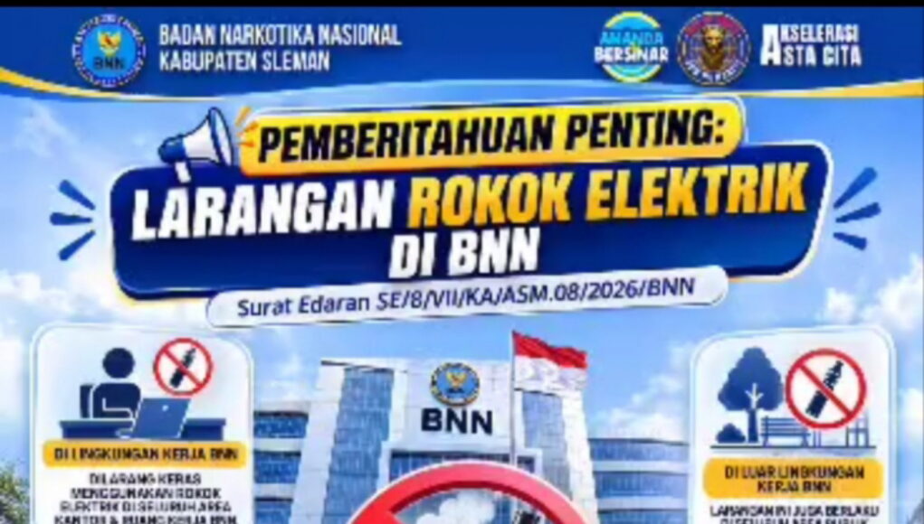 Mulai Berlaku! BNN Sleman Terapkan Larangan Rokok Elektrik di Lingkungan Kerja