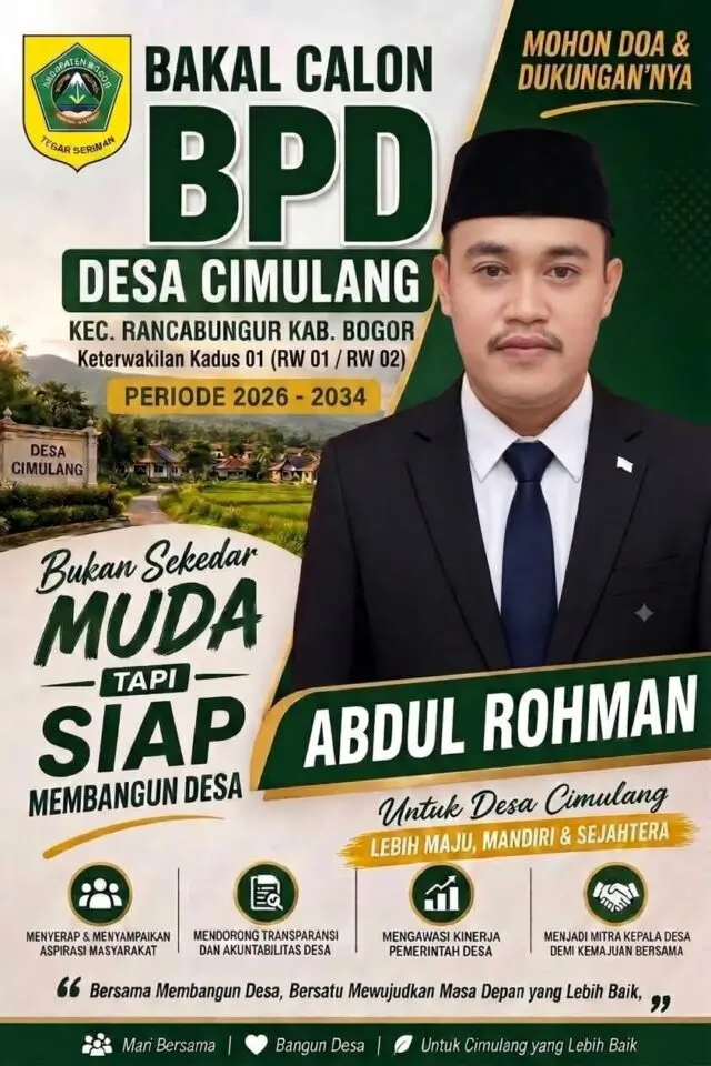 Abdul Rohman Maju Calon BPD Desa Cimulang, Usung Semangat Transparansi dan Aspirasi Warga Abdul Rohman Maju Calon BPD Desa Cimulang, Usung Semangat Transparansi dan Aspirasi Warga